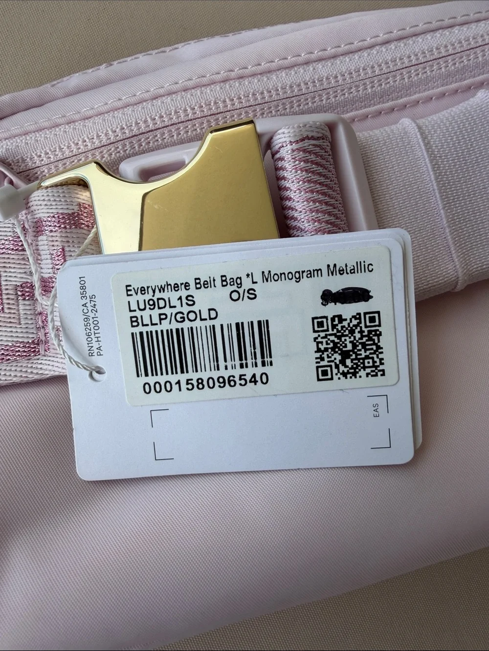 lululemon Everywhere Belt Bag - Pink Monogram Metalic